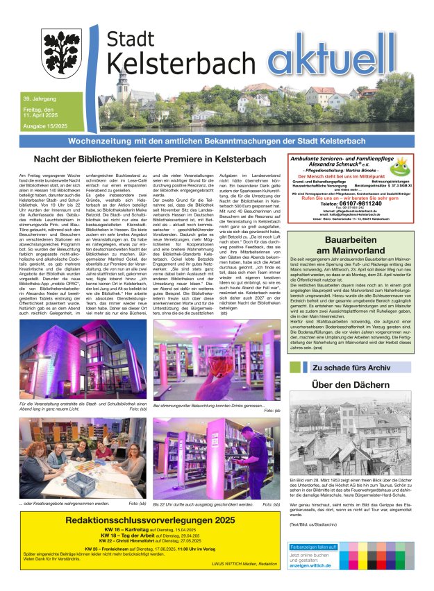 Kelsterbach aktuell Titelblatt 15/2025