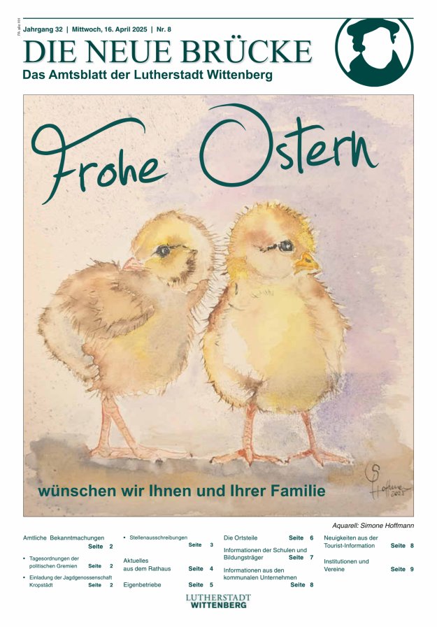 Die neue Brücke – Das Amtsblatt der Lutherstadt Wittenberg Titelblatt 08/2025