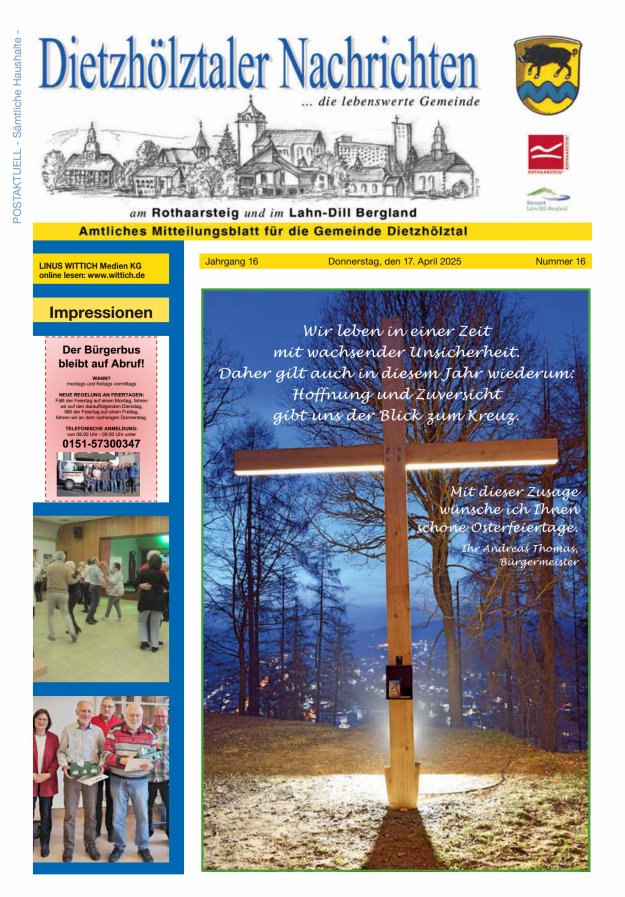 Dietzhölztaler Nachrichten Titelblatt 16/2025