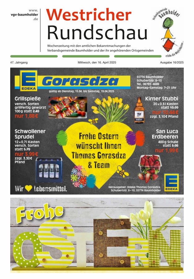 Westricher Rundschau VG Baumholder Titelblatt 16/2025