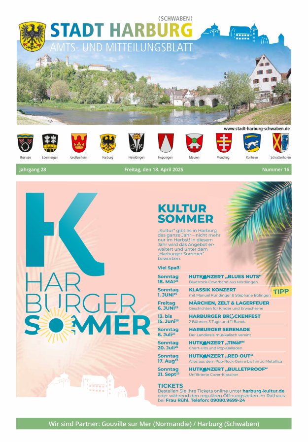Amts- und Mitteilungsblatt der Stadt Harburg Titelblatt 16/2025