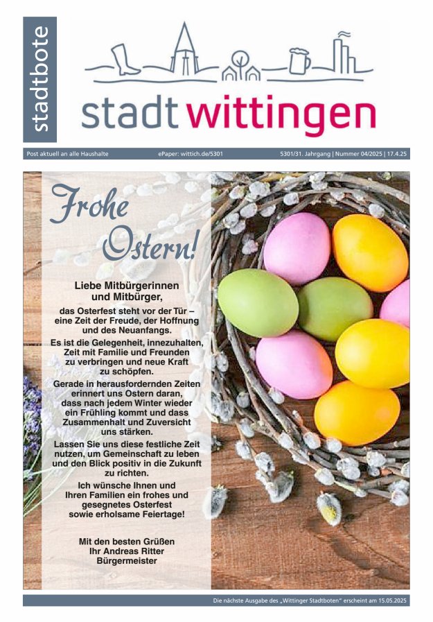 Wittinger Stadtbote Titelblatt 04/2025