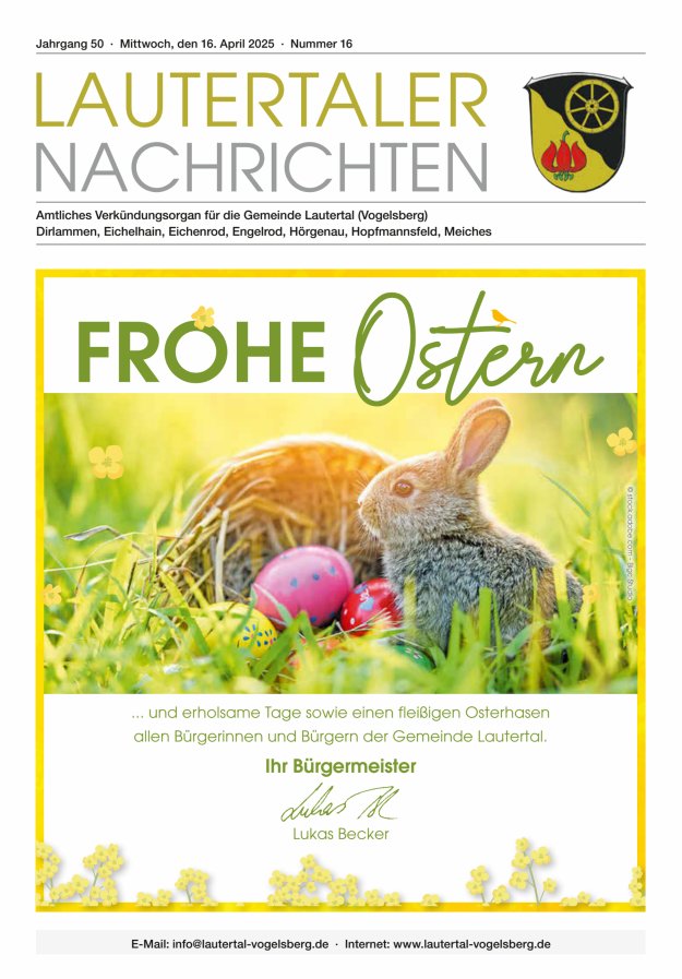 Lautertaler Nachrichten Titelblatt 16/2025