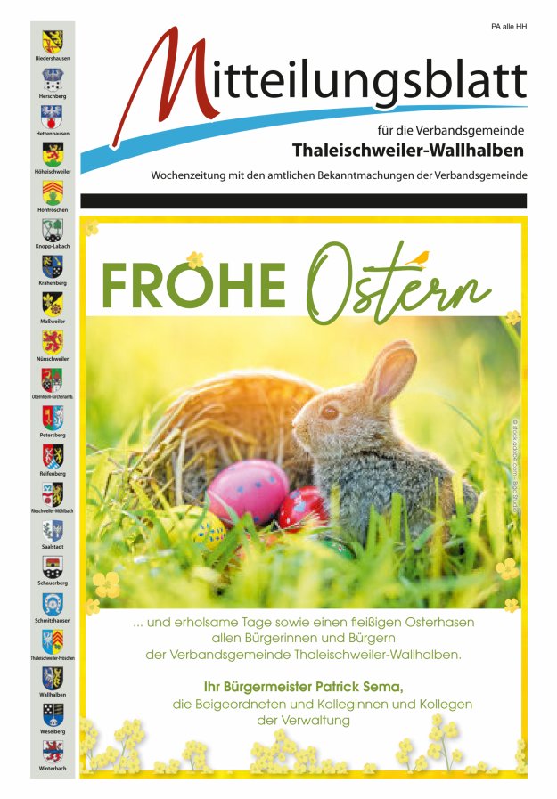 Mitteilungsblatt VG Thaleischweiler-Wallhalben Titelblatt 16/2025