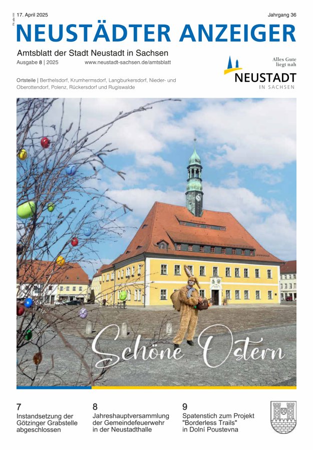 Neustädter Anzeiger - Amts- und Heimatblatt der Stadt Neustadt in Sachsen Titelblatt 08/2025
