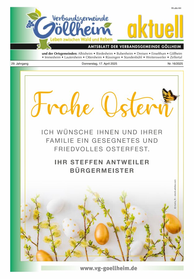 Verbandsgemeinde Göllheim aktuell Titelblatt 16/2025