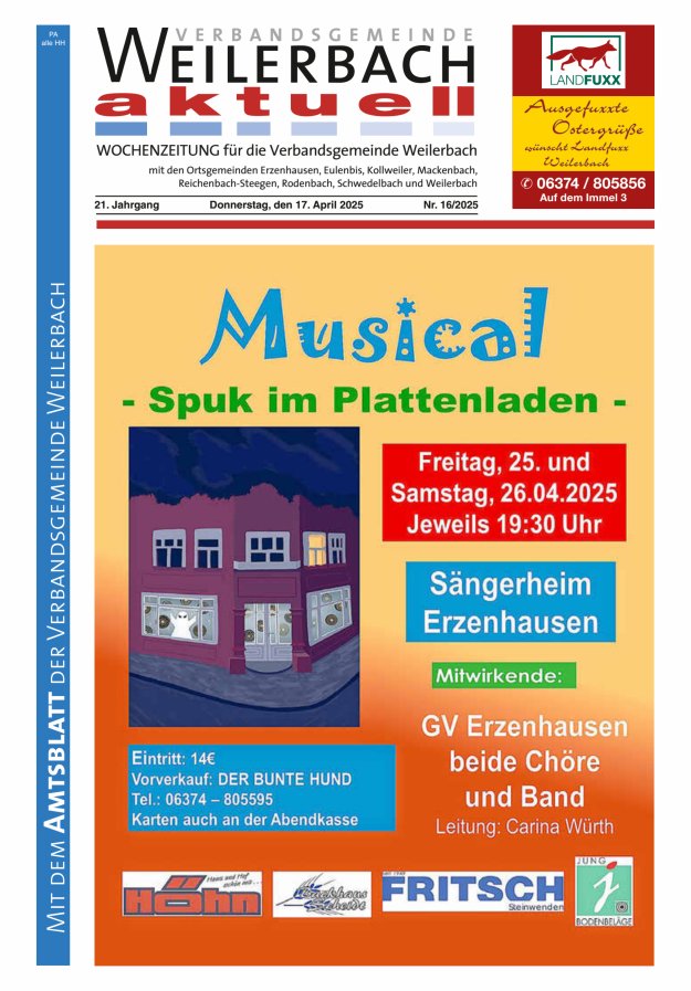 Verbandsgemeinde Weilerbach aktuell Titelblatt 16/2025