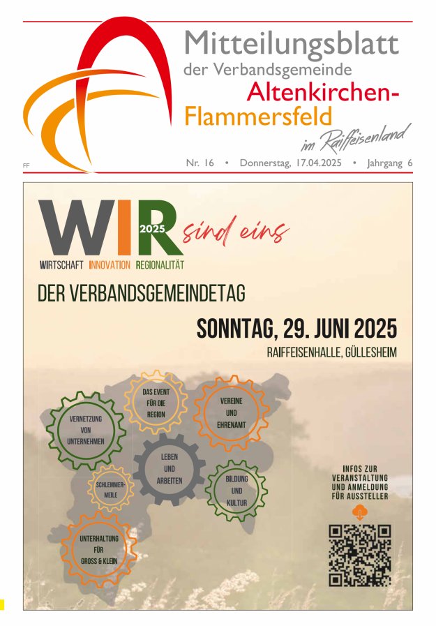 Mitteilungsblatt Verbandsgemeinde Altenkirchen-Flammersfeld Ausg Flammersfeld Titelblatt 16/2025