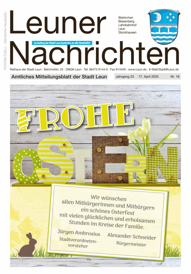 Leuner Nachrichten Titelblatt 16/2025