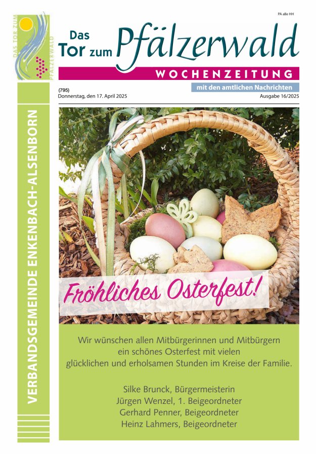 Das Tor zum Pfälzer Wald - VG Enkenbach-Alsenborn Titelblatt 16/2025