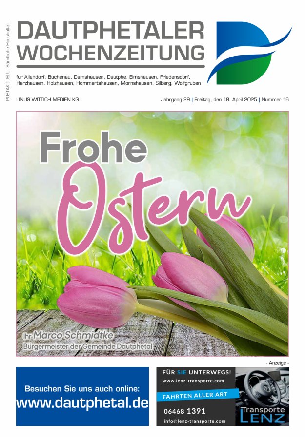 Dautphetaler Wochenzeitung Titelblatt 16/2025