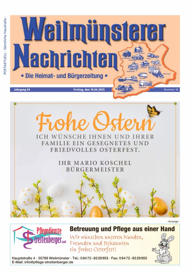 Weilmünsterer Nachrichten Titelblatt 16/2025