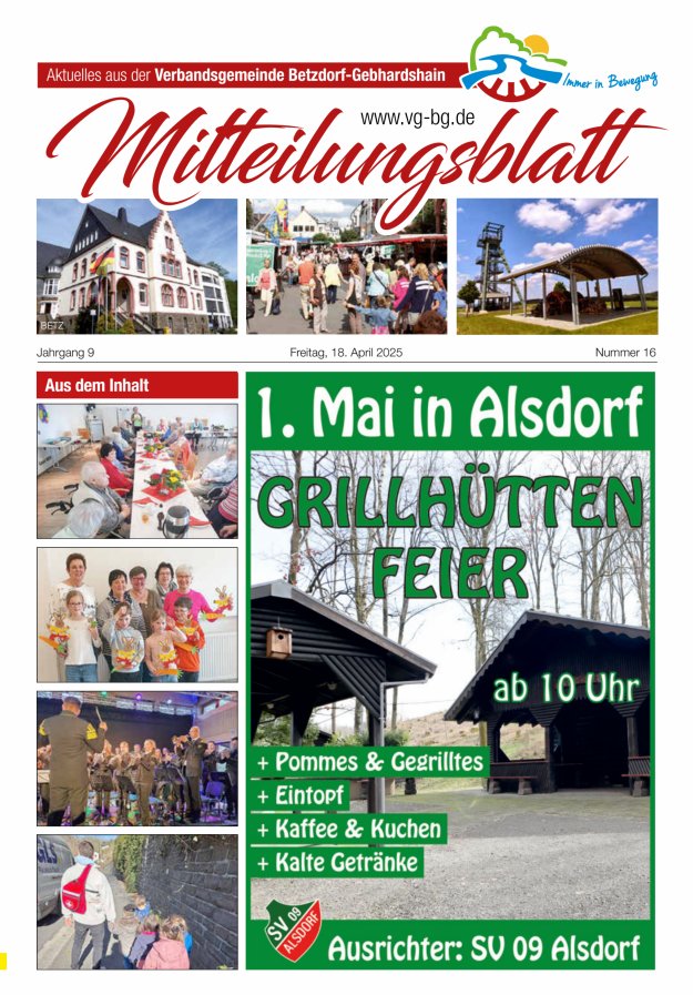 Aktuelles aus der VG Betzdorf-Gebhardshain, Ausgabe Betzdorf Titelblatt 16/2025