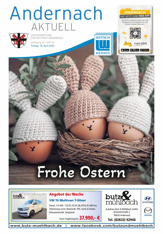 Andernach aktuell Titelblatt 16/2025