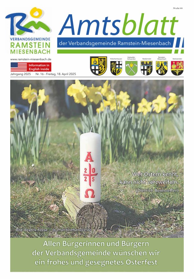 Amtsblatt VG Ramstein-Miesenbach Titelblatt 16/2025