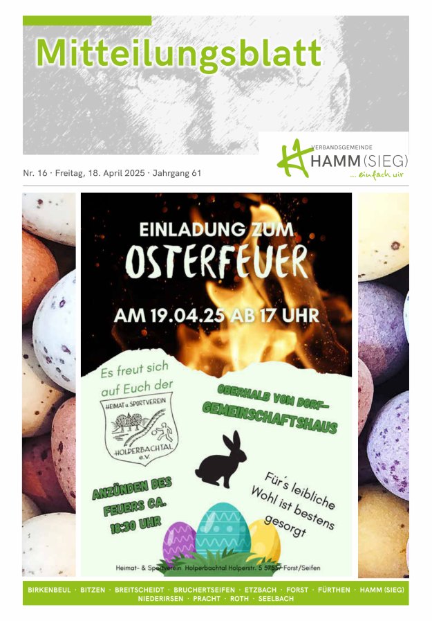 Mitteilungsblatt Hamm (Sieg) Titelblatt 16/2025