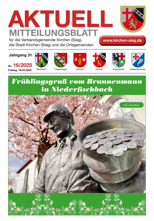 Aktuell - Mitteilungsblatt für die VG Kirchen (Sieg) Titelblatt 16/2025
