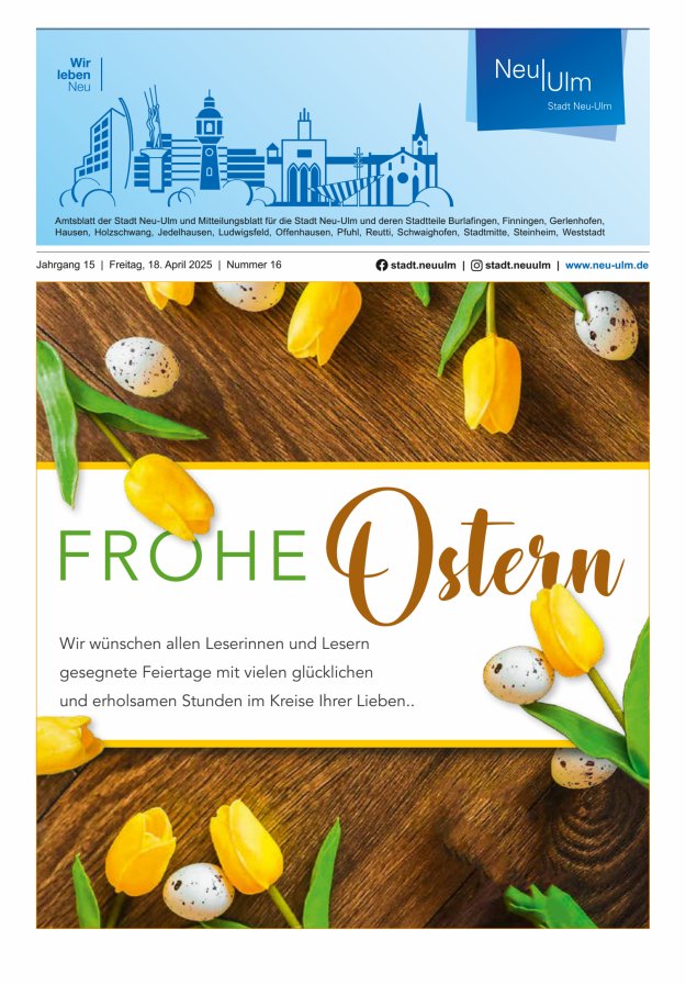 Amtsblatt der Stadt Neu-Ulm und Mitteilungsblatt für die Stadt Neu-Ulm Titelblatt 16/2025