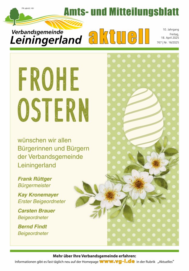 VG Leiningerland aktuell Titelblatt 16/2025