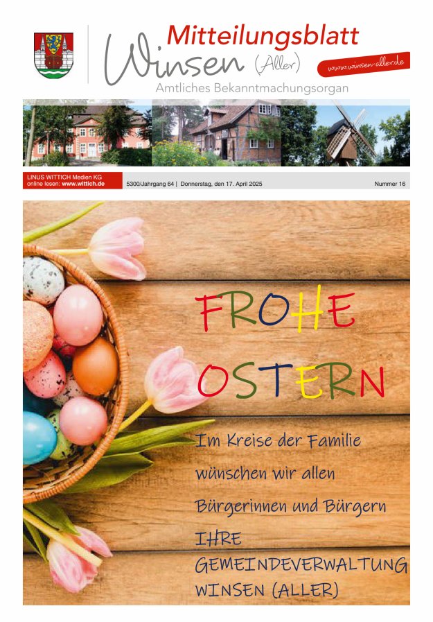 Mitteilungsblatt der Gemeinde Winsen Titelblatt 16/2025