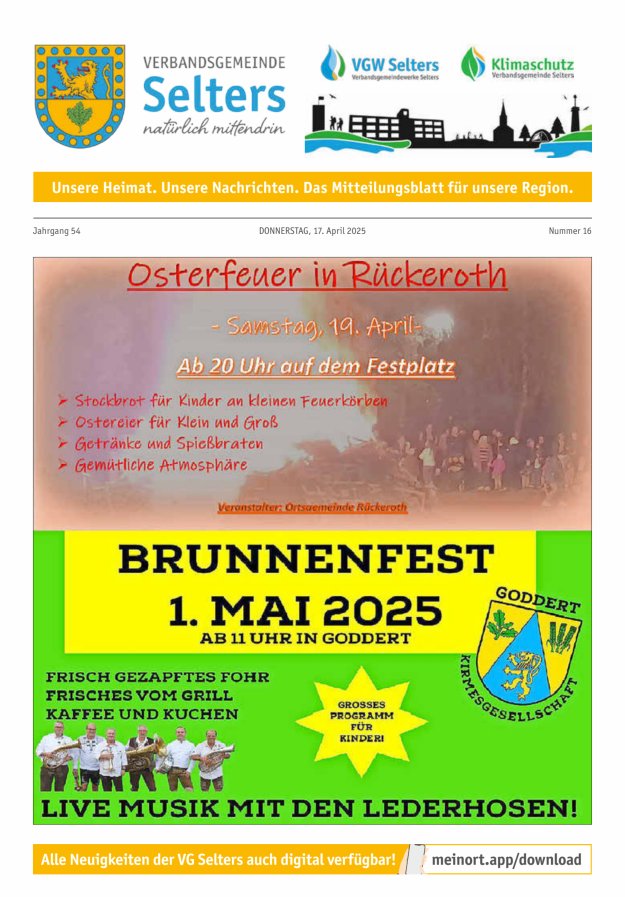 Unsere Verbandsgemeinde Selters Ww Titelblatt 16/2025
