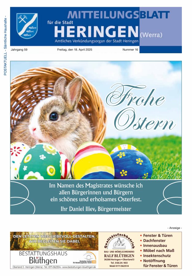 Mitteilungsblatt Heringen Titelblatt 16/2025