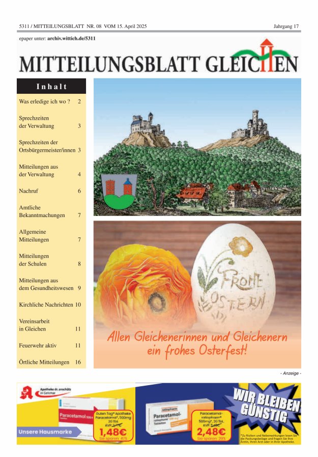 Mitteilungsblatt Gleichen Titelblatt 08/2025