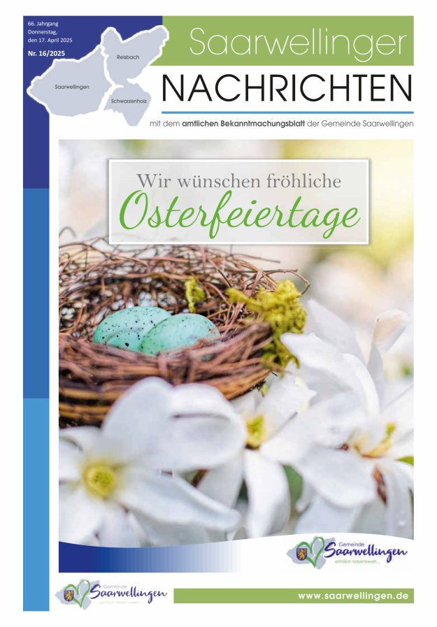 Saarwellinger Nachrichten Titelblatt 16/2025