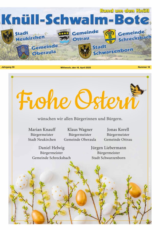 Knüll-Schwalm-Bote Titelblatt 16/2025