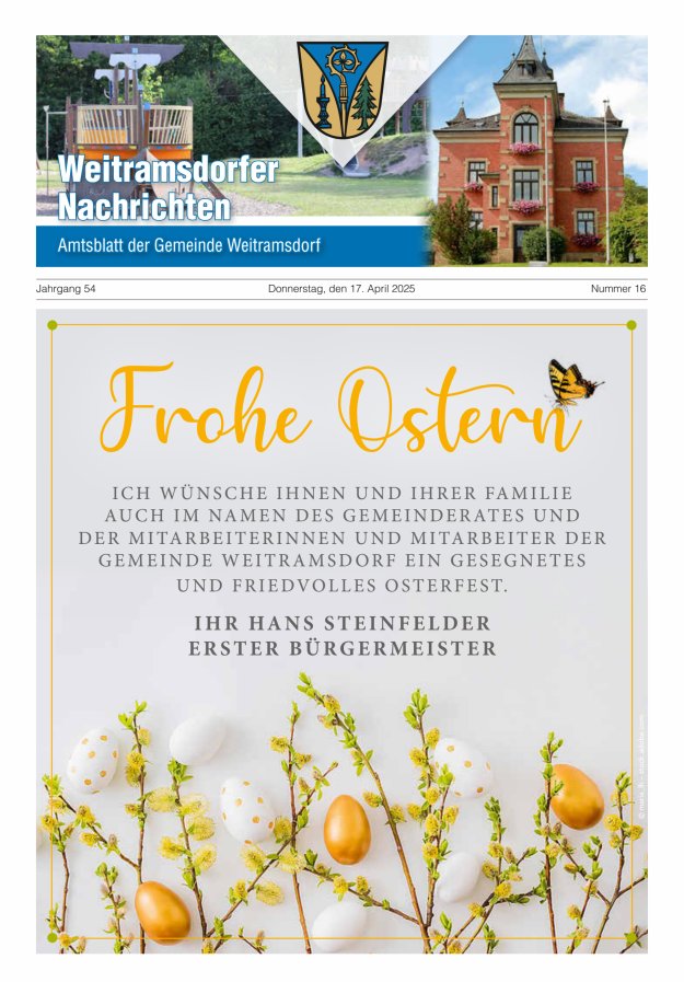 Weitramsdorfer Nachrichten Titelblatt 16/2025