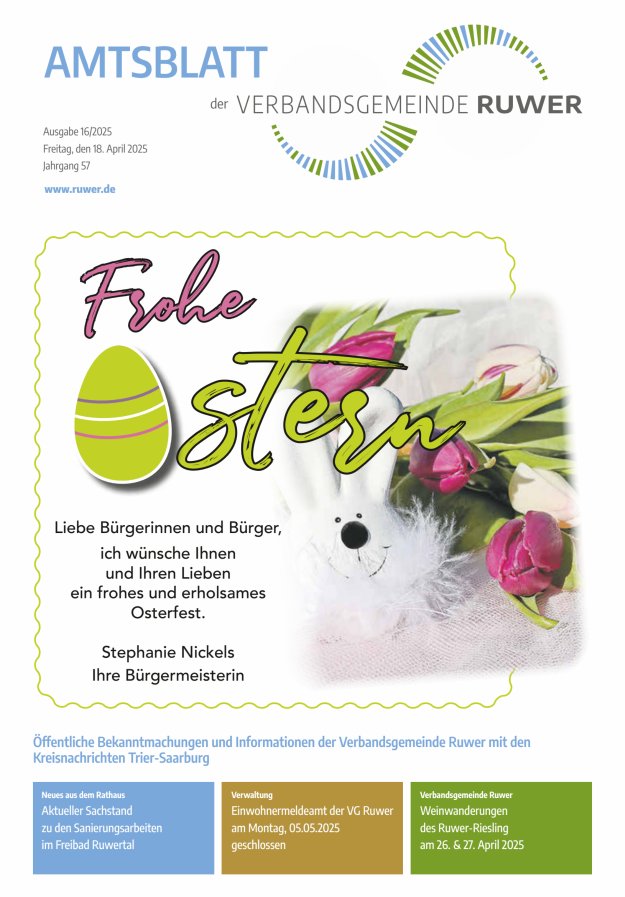 Amtsblatt VG Ruwer Titelblatt 16/2025