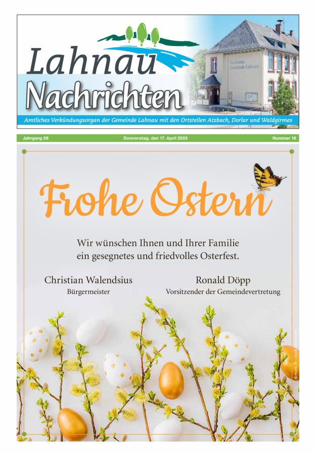 Lahnau Nachrichten Titelblatt 16/2025