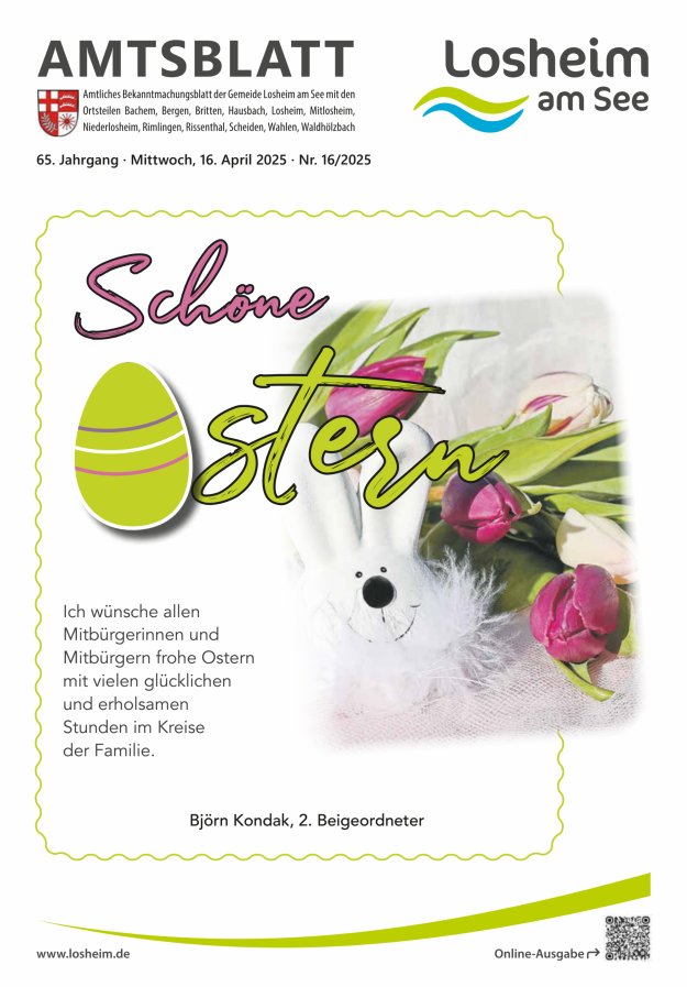 Amtliches Bekanntmachungsblatt der Gemeinde Losheim am See Titelblatt 16/2025