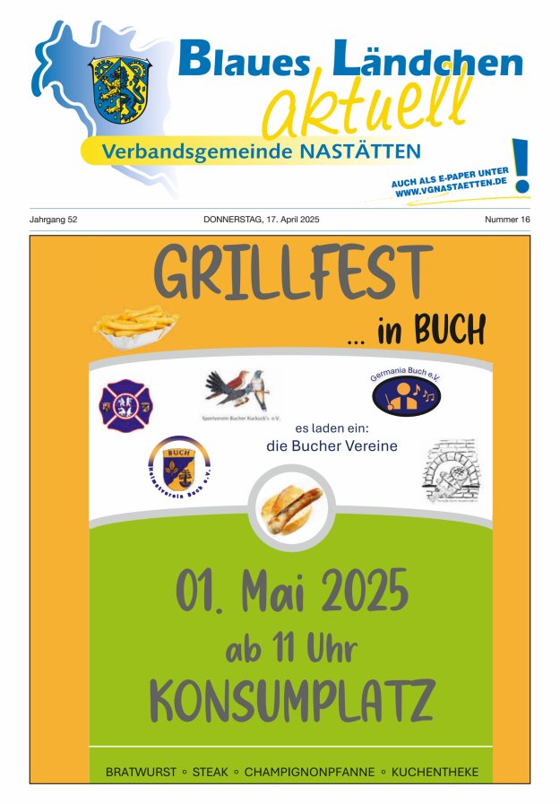 Blaues Ländchen aktuell - Heimat- u Bürgerzeitung VG Nastätten Titelblatt 16/2025