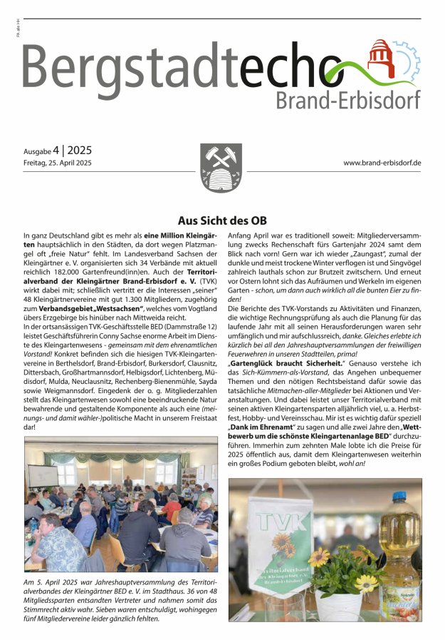Bergstadtecho Brand-Erbisdorf Titelblatt 04/2025