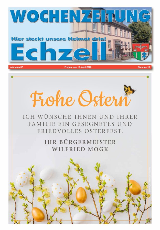 Wochenzeitung für die Gemeinde Echzell Titelblatt 16/2025