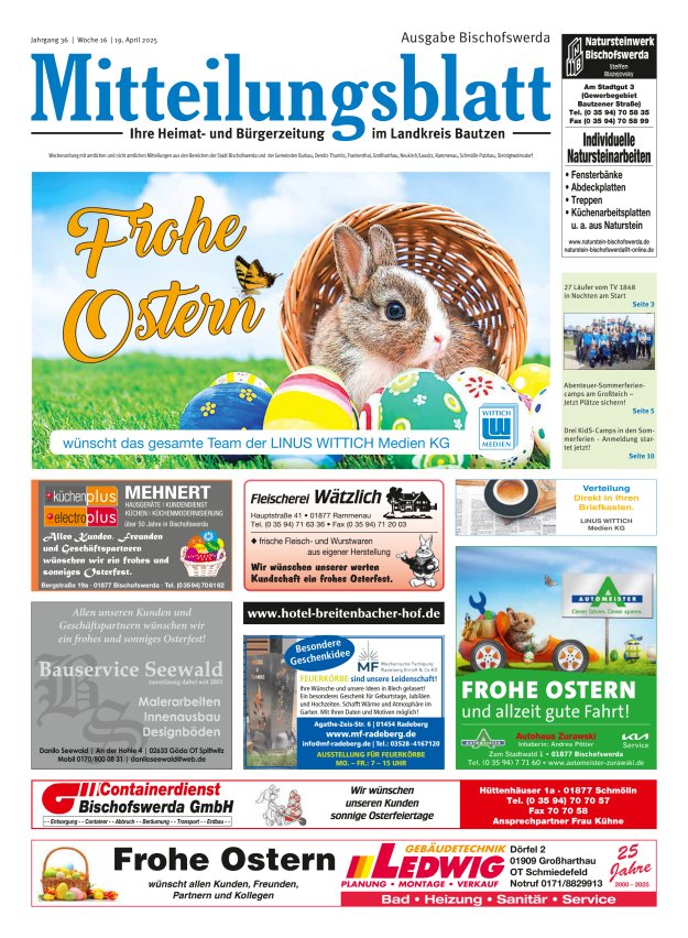 Mitteilungsblatt LK Bautzen Ausgabe Bischofswerda Titelblatt 15/2025