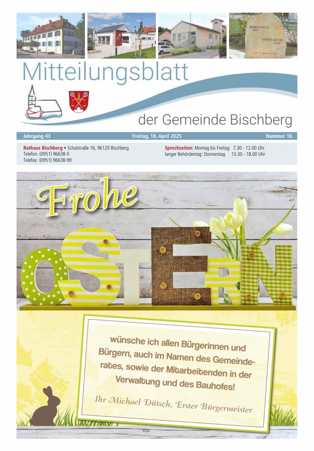 Mitteilungsblatt der Gemeinde Bischberg Titelblatt 16/2025