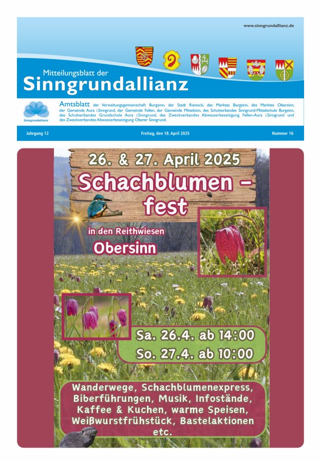 Mitteilungsblatt der Sinngrundallianz Titelblatt 16/2025