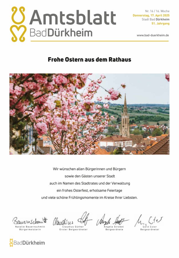 Bad Dürkheimer Woche Titelblatt 16/2025