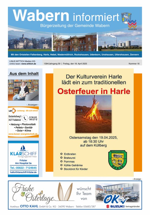 Wabern informiert Titelblatt 16/2025