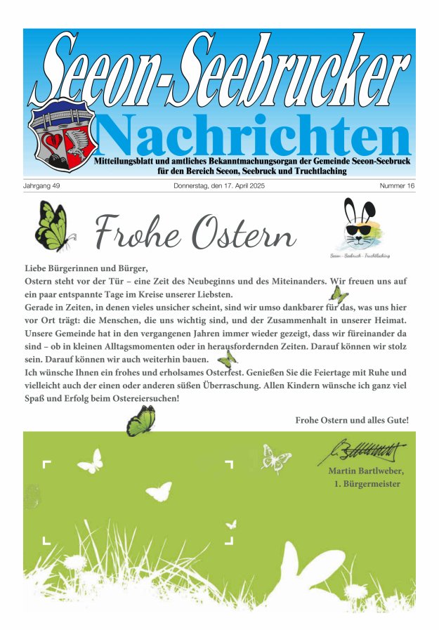 Seeon-Seebrucker Nachrichten Titelblatt 16/2025