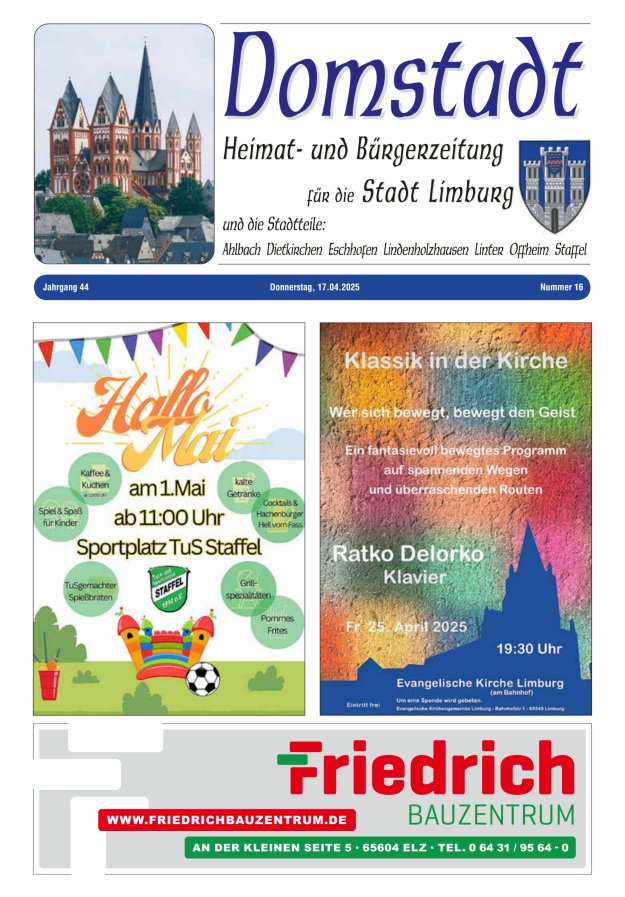 Domstadt - Heimat- und Bürgerzeitung für die Stadt Limburg Titelblatt 16/2025