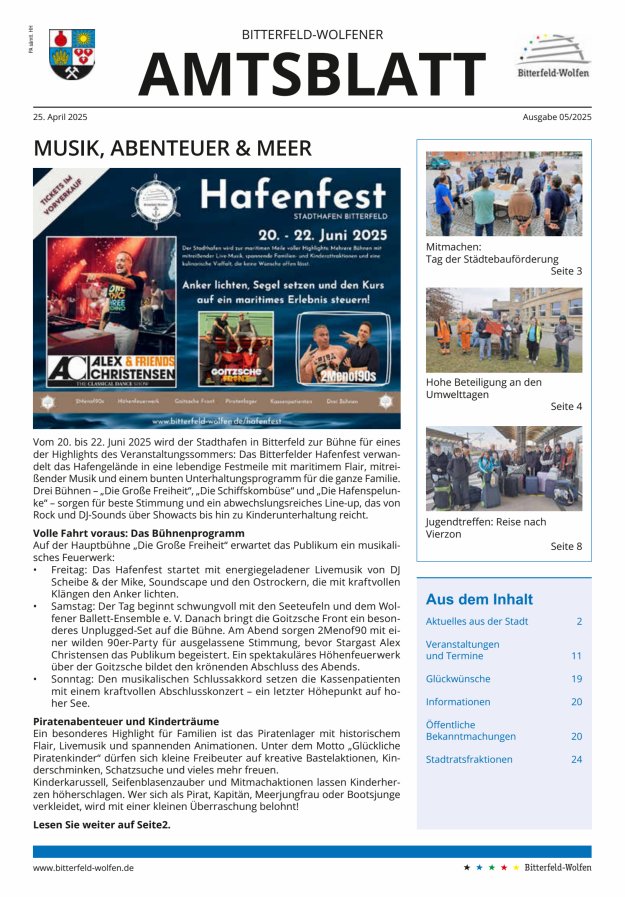 Bitterfeld-Wolfener Amtsblatt Titelblatt 05/2025