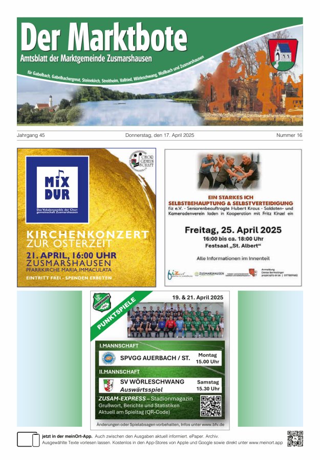 Zusmarshausen - Der Marktbote Titelblatt 16/2025