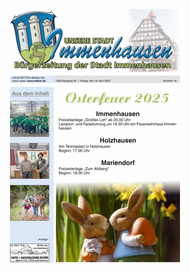 Unsere Stadt Immenhausen Titelblatt 16/2025