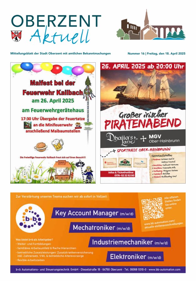Oberzent aktuell Titelblatt 16/2025
