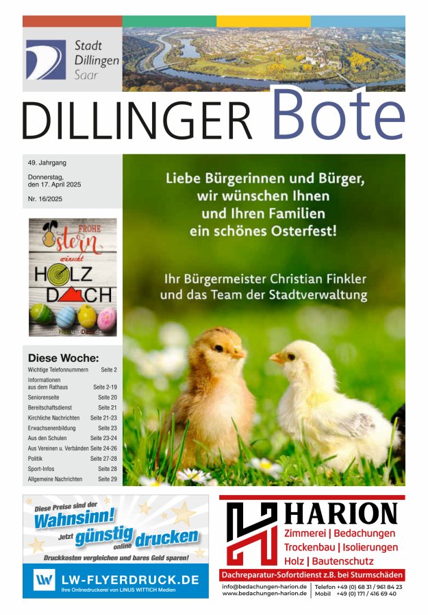 Dillinger Bote Titelblatt 16/2025