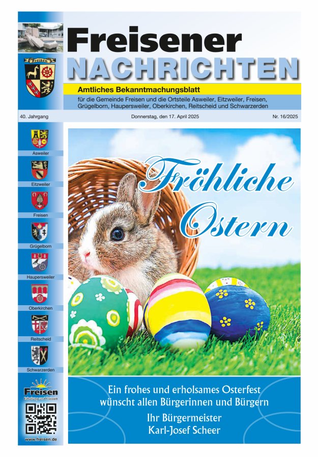 Freisener Nachrichten Titelblatt 16/2025