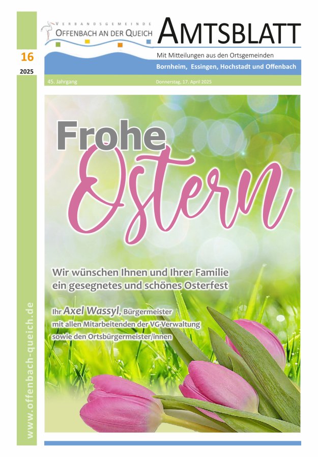 Amtsblatt VG Offenbach an der Queich Titelblatt 16/2025